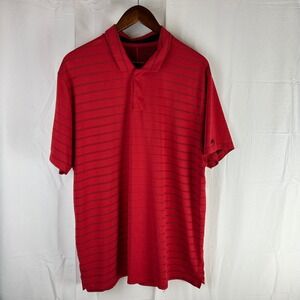 Nike Tiger Woods Red‎ Striped Polo Shirt Men Size XL TW BV0350 Snap Button